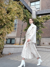 Load image into Gallery viewer, sustainable linen dress featured with lotus pattern fabrics
